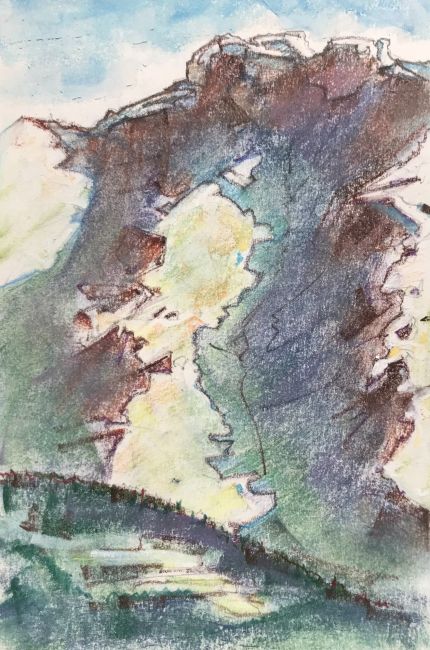 MICHIEL SCHEPERS  Berg Studie  lengende schaduwen   potlood en pastel .5. x 19.5   E 260 3994